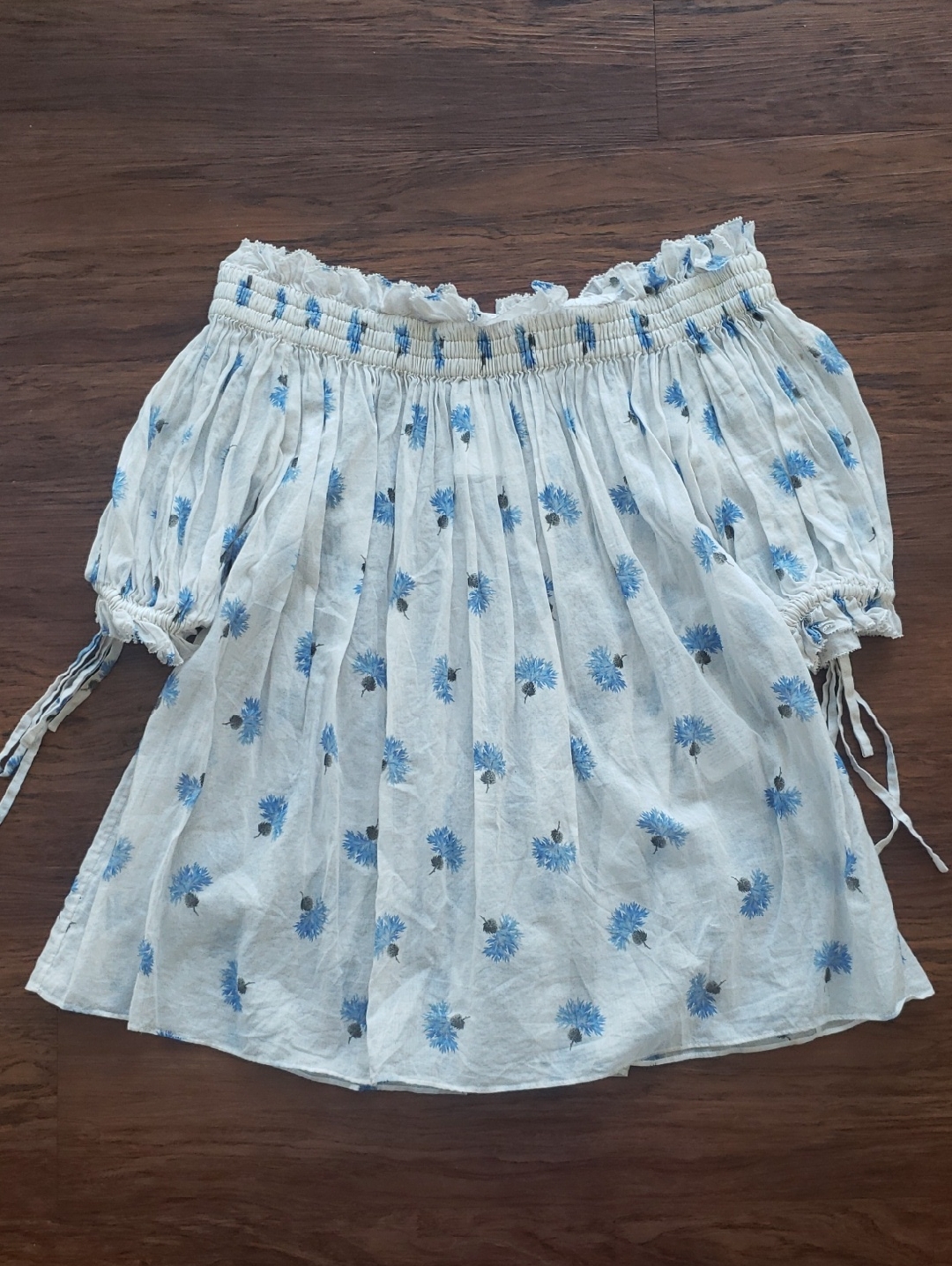 Alexander Mcqueen Floral Peasant Top Size 42 Boho Designer Cotton Flawed